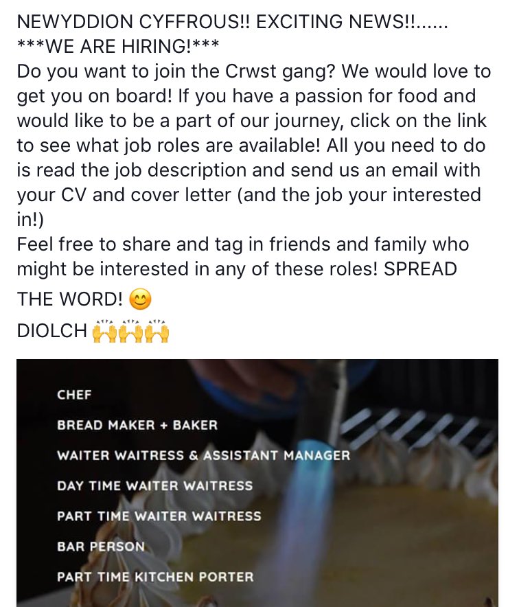 crwstcymru's tweet photo. Guess what?! ...
We're hiring!
Check out our website for all you need to apply!
Spread the word tweeters
Diolch 🙌 #Crwst https://t.co/cf49L1bOEs