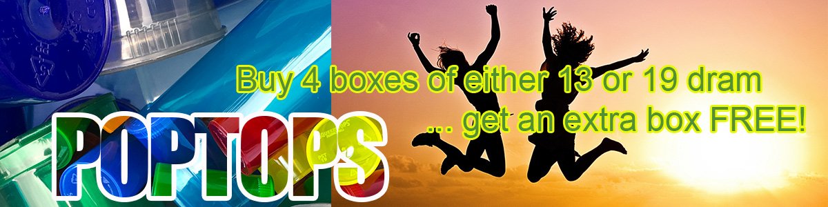 January offer.  Buy 4 full boxes of 13 or 19 dram poptops and get another box FREE!! poptops.shop #dank #Wales #Makingthisupasigoalong