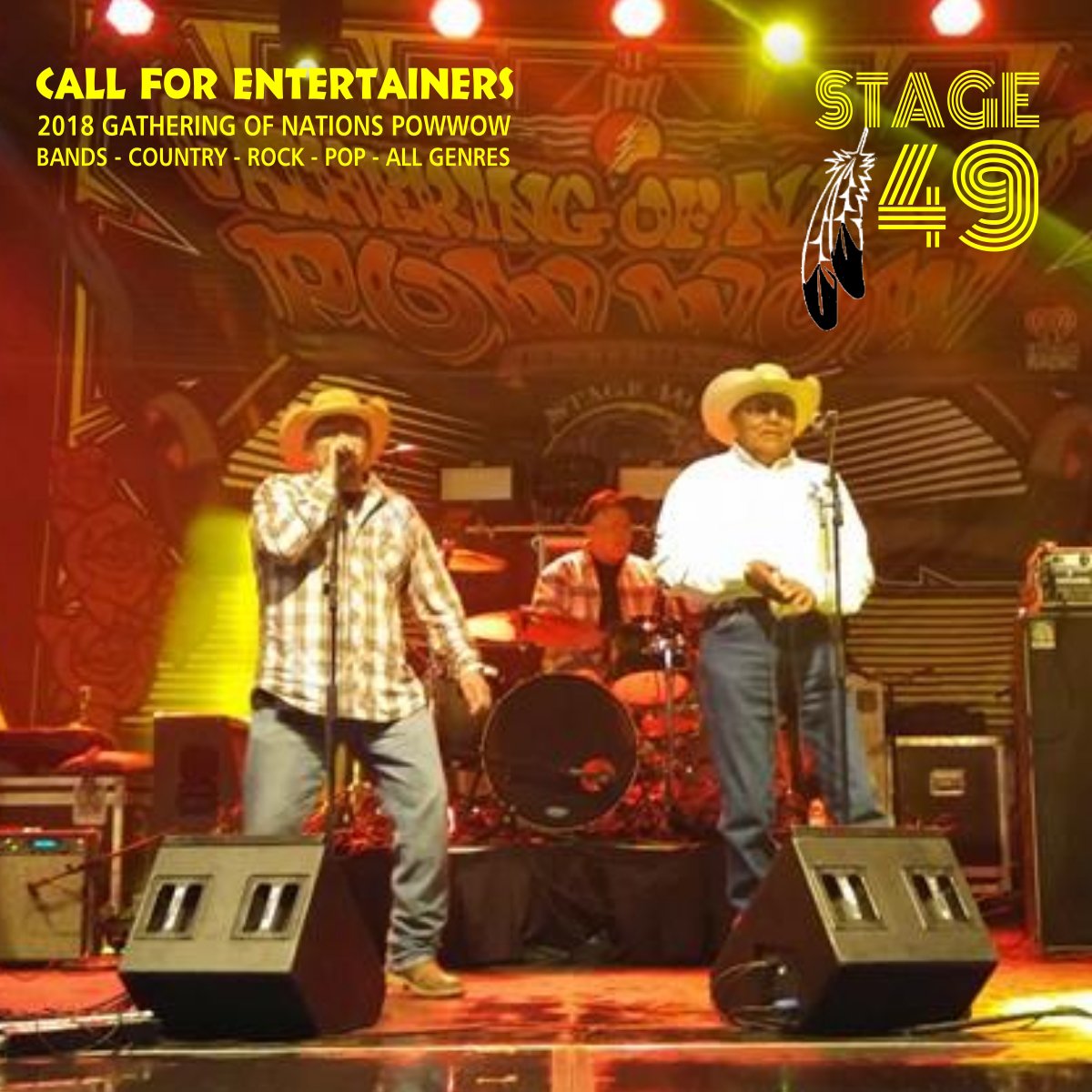 GONStage49's tweet image. Call for Entertainers at 2018 Gathering of Nations
Deadline: January 15th More info email: emergenceinfo@gmail.com
Phone: 505.867.7976
Web:  gatheringofnations.com/stage-49.aspx
 Performance opportunities for Bands (all genres) #stage49 #GON2018 #GatheringofNations