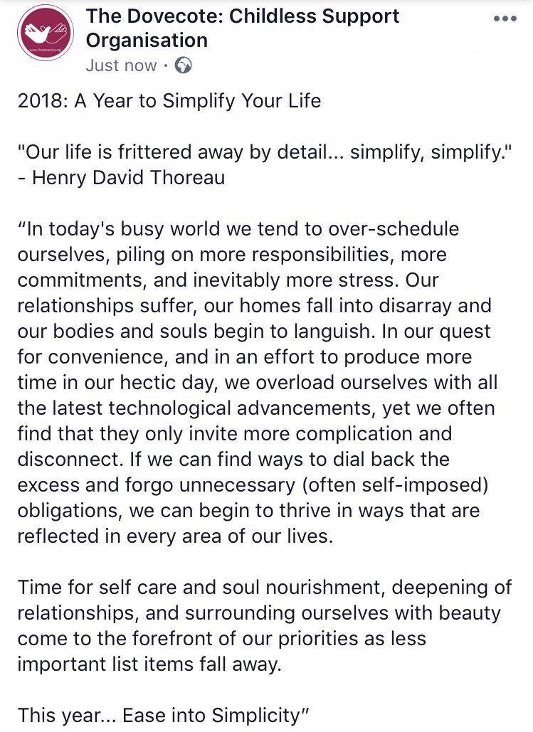thedovecoteorg's tweet photo. 2018: A Year to Simplify Your Life
"Our life is frittered away by detail... simplify, simplify." - Henry David Thoreau #MondayThought #LiveSimply #Simplify #LessStuffMoreJoy #LessIsMore 🕊💕 https://t.co/X6iItEnIEt