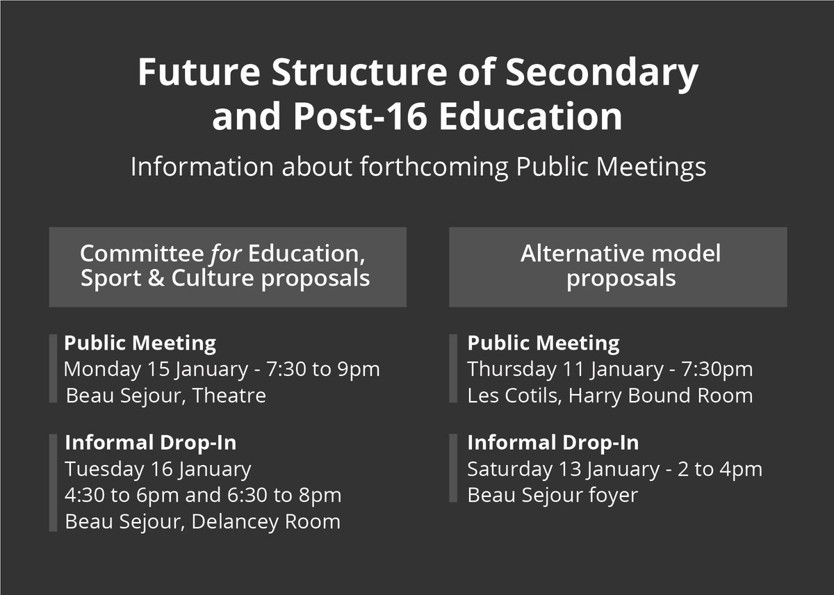 Various meetings are coming up over the next couple of weeks regarding the future structure of Secondary and Post-16 Education. Here's what's happening and when.