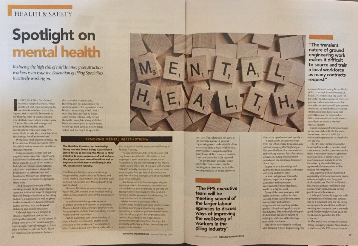 FPS_Piling's tweet photo. Have you read our latest article in Ground Engineering Magazine, discussing mental health? #mentalhealth #construction https://t.co/ZKGaK7gjpK