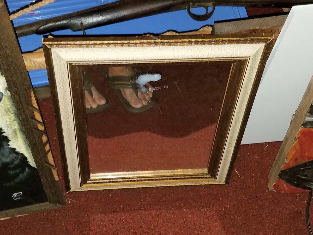Coyote_Tube's tweet photo. When I was in the Warren Occult Museum, I captured an anomaly with my phone. That white mark in the mirror wasn't there except in this picture. #photo #ghost #mirror #spirit https://t.co/w4qaBxSGUR