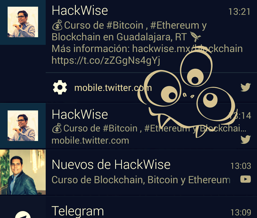flavioalvarezok's tweet photo. @mrebola @mrebola Esto te pasa cuando sigues #HackWise100k por todas las redes jajaja https://t.co/y4P14GFIw2