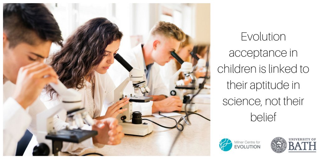 UniofBath's tweet photo. New @MilnerCentre research finds in UK children acceptance of #evolution is linked to their aptitude in science, not belief systems 
https://t.co/xldufFxk36 https://t.co/m1FieGOPWS