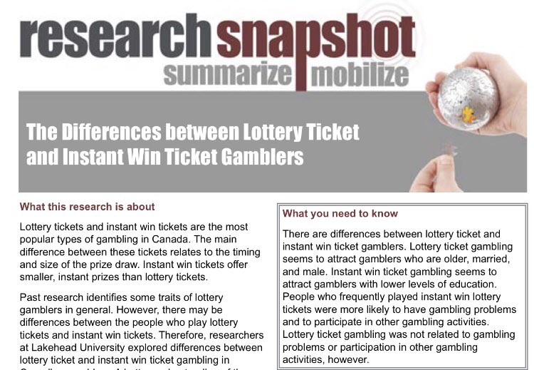 Another paper coming from our #hub has been given the <a href="/GREOntario/">Greo</a> #snapshot treatment! #research #gambling #instantwin #lottery #problemgambling greo.ca/Modules/Eviden…