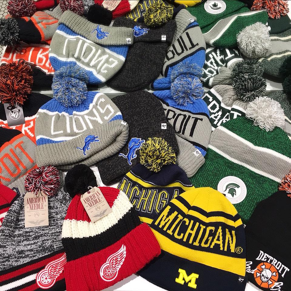 wantify's tweet image. Retro ski beanies are back to keep you warm! Caruso Caruso has you covered for all of the Detroit sports teams!