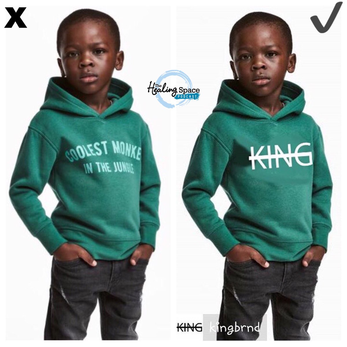 _THSPodcast's tweet photo. Dear H&amp;M,

Nah, we good...

#King #blackboyjoy #blackboybe #blackboybeautiful #sHaMe #thspodcast #thehealingspacepodcast #wellness #blackpodcast https://t.co/9expx4m9I2
