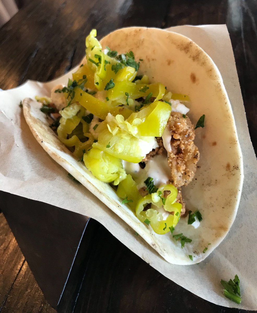 Clubtacostl's tweet photo. Here’s a close look at the winner of the #TTT sea battle ⚓️: It’s All Greek to Me Calamari Taco. Crisp calamari paired with a remoulade creates an extraordinary blend of flavors. Stop by #ClubTaco and try it today. 🤝🌮 #TryThemAll https://t.co/rEjAYeirXh