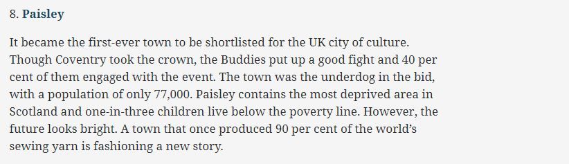FuturePaisley's tweet photo. Fantastic to see Paisley listed among The Top 10 Heroes of 2017 by @heraldscotland and @newsundayherald. The future is definitely bright for our town! #OurJourneyContinues https://t.co/NPms5Bz8Rm