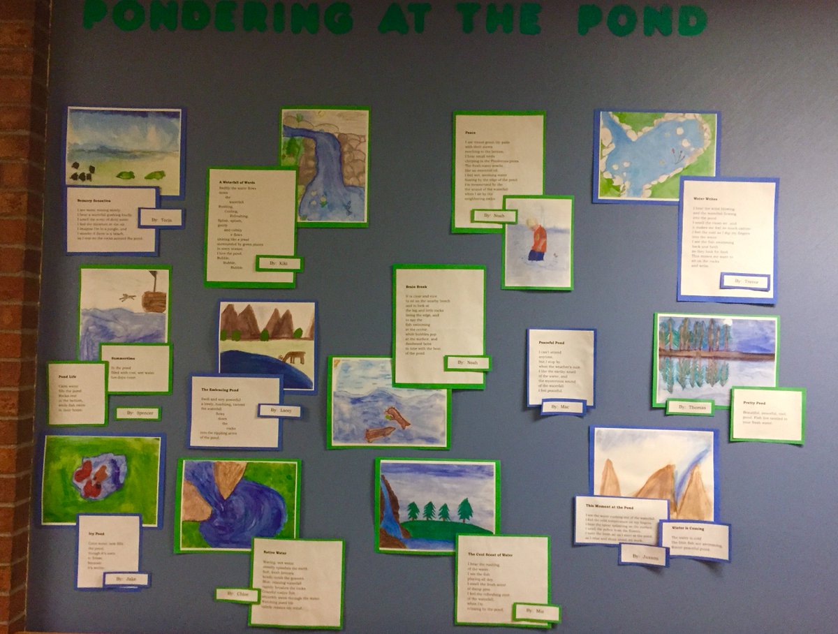 Rivers of Words art and poetry entries inspired by the @denveracademy pond. #learninglandscape  (4/5th grade)