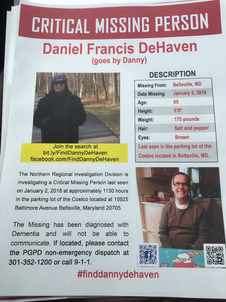 brindisi's tweet photo. Search for Danny DeHaven continues. The #FindDannyDeHaven group has split to concentrate on @PrinceGeorgesMD homeless shelters and warming stations, and another to Arundel County where we had a breaking tip last night. Please report to @BVFD31 if you'd like to volunteer. https://t.co/ger2M3kKTI