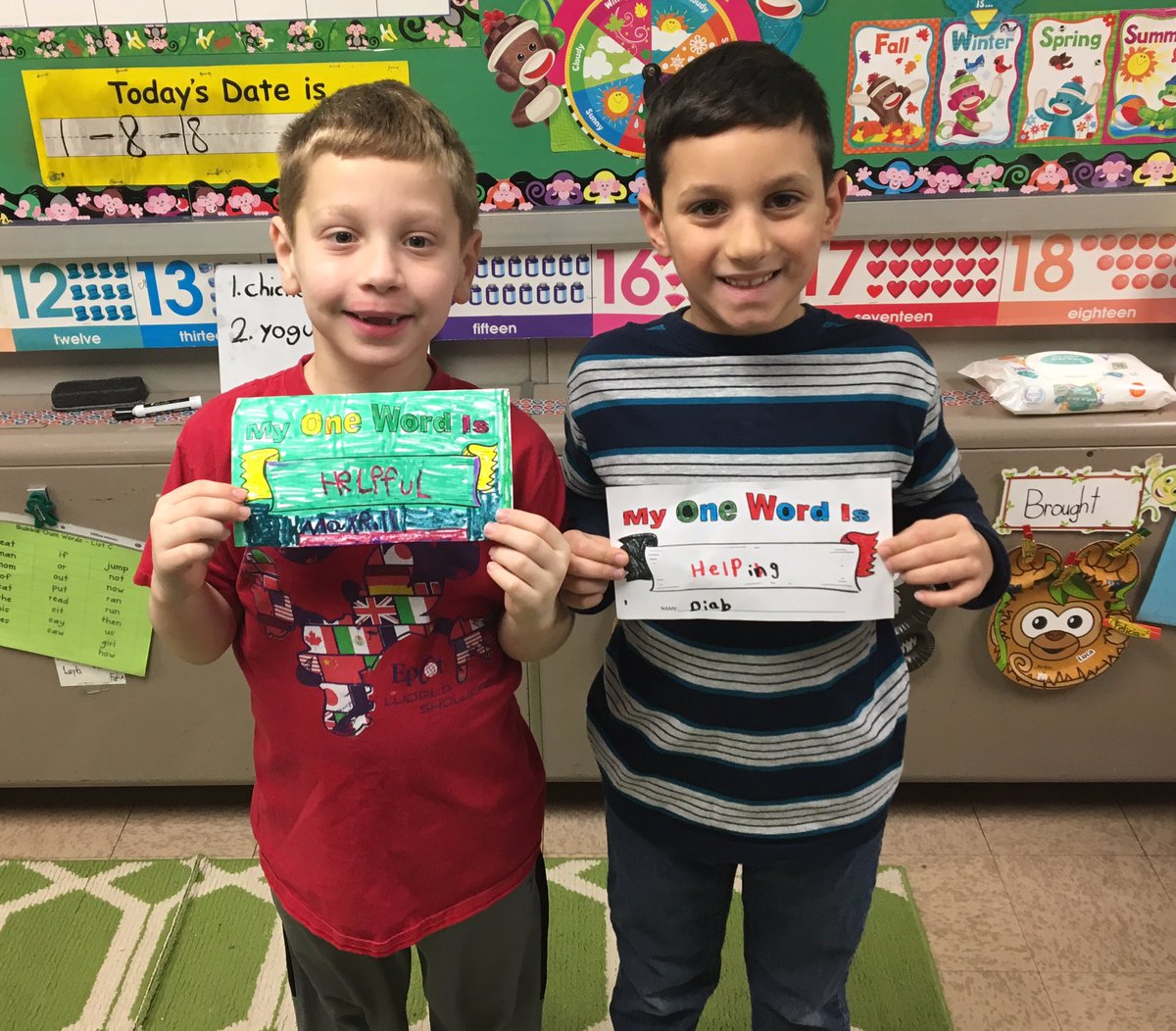 LindsayBraswell's tweet photo. What's your one word?! Here are some from The Monkeys. They chose a word they want to focus on for the year as inspiration. I can't wait to see more! 🐒#goals https://t.co/WJoI0hPMjB