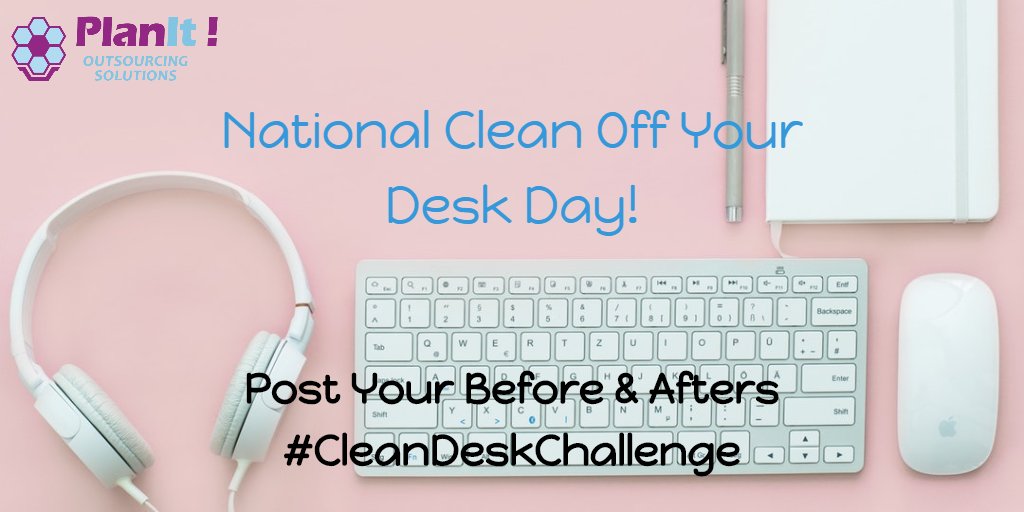 planitefficienc's tweet photo. Today is National Clean Off Your Desk Day. In case you need a reason to clean your desk or perhaps a little #motivationmonday post, why not take the #CleanDeskChallenge? Go for it, the best desk wins #vote by #retweeting your Faves or reposting...And....GO! #CleanOffYourDeskDay https://t.co/nssrFl4ojE