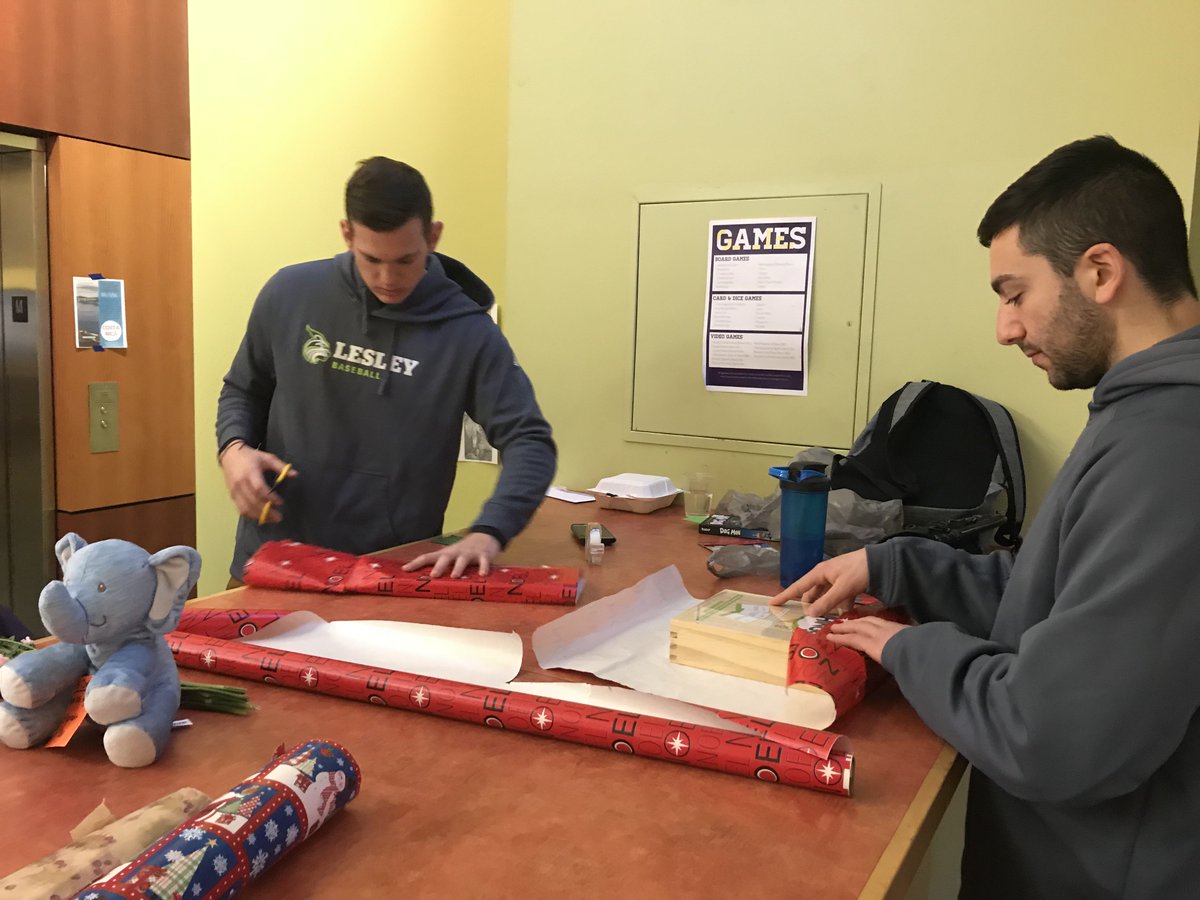 lesley_u's tweet photo. Cheers to our @lesleyOCS! Their holiday gift drive gave out 193 presents in total to @JustAStartCorp and the @MFNHouse this season. See more photos over on our FB page! #MondayMotivation https://t.co/JfWyPZ5hj6 https://t.co/Ubl0LvMwQC