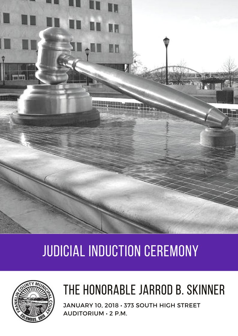 judgeskinner's tweet photo. Join us as Judge-elect Skinner publicly takes his oath of office to begin his term as Franklin County Municipal Court Judge! https://t.co/QGdpg43nL2