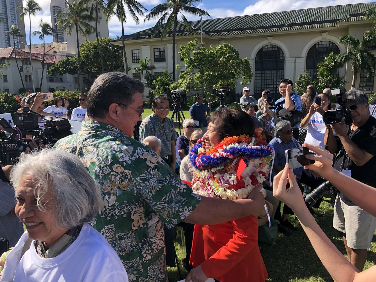 NaneaKalani's tweet image. Surrounded by a sea of supporters, Congresswoman Colleen Hanabusa formally announces run for Hawaii governor