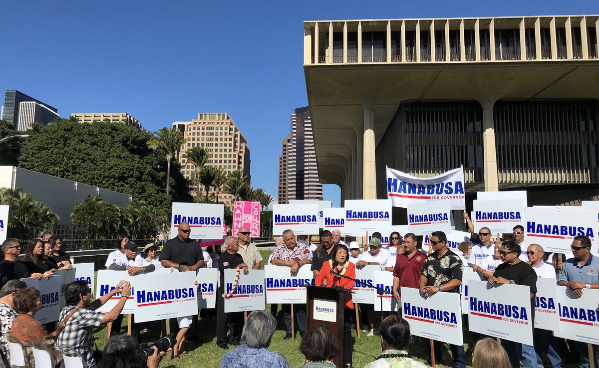 NaneaKalani's tweet image. Surrounded by a sea of supporters, Congresswoman Colleen Hanabusa formally announces run for Hawaii governor