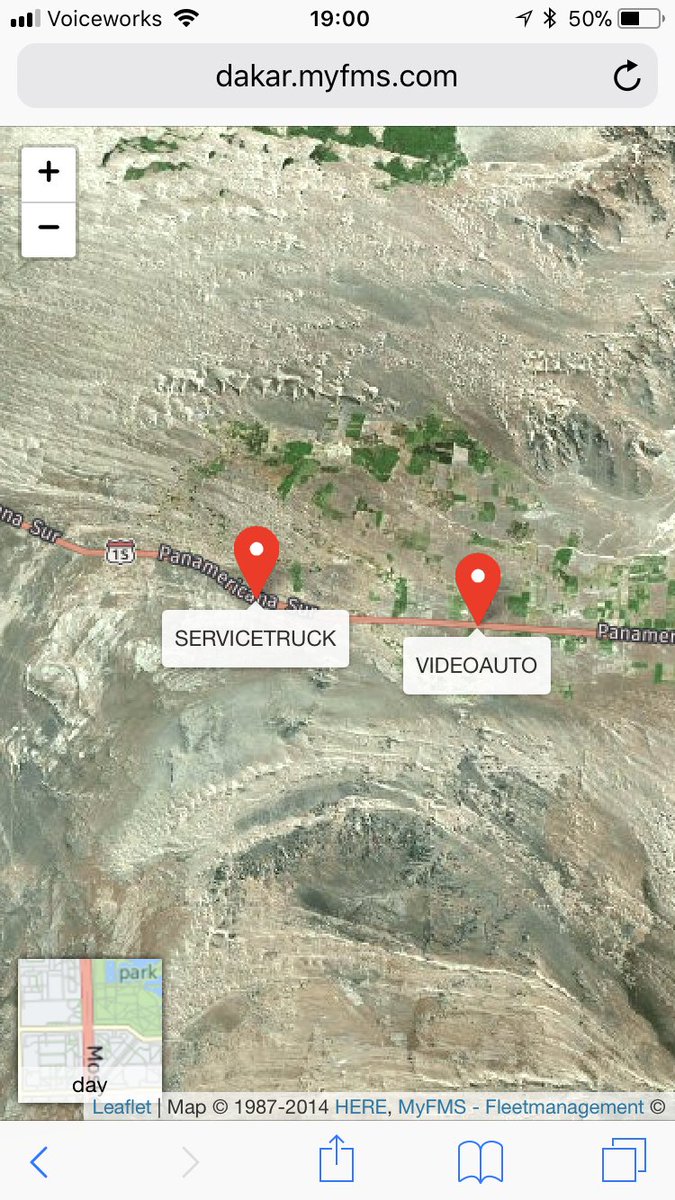 The servicetruck and videocar from #MaxxisDakarTeam are driving to the next bivak in San Juan de Marcona from stage 3. Follow the truck and car via dakar.myfms.com #Dakar2018 #MyFMS