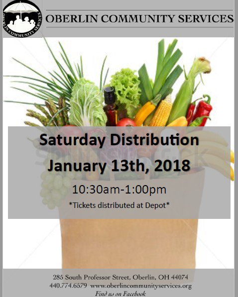 Come visit OCS on Saturday January 13th. Come Volunteer or if eligible get food! Retweet &amp; Share