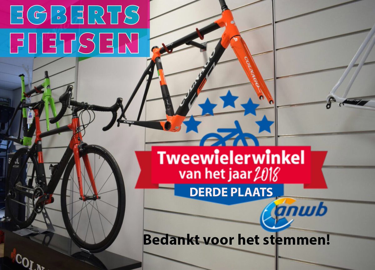 egbertsfietsen1's tweet photo. Een mooie derde plaats van Drenthe in de verkiezing 'Tweewielerwinkel van het jaar 2018'. Bedankt voor het stemmen! #anwb #tweewielerwinkelvanhetjaar #egbertsfietsen https://t.co/kHx6meH1Ni