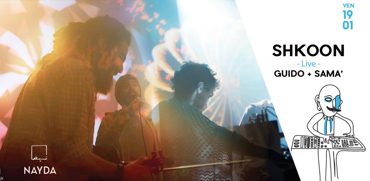 Ne manquez pas le live du groupe Shkoon, issu de la rencontre entre un réfugié syrien et un producteur allemand, mais aussi le DJ set de Guido, moitié d'<a href="/AcidArab/">Acid Arab</a> demain au Badaboum. 👉🏻 Vos invits sur guestme.live