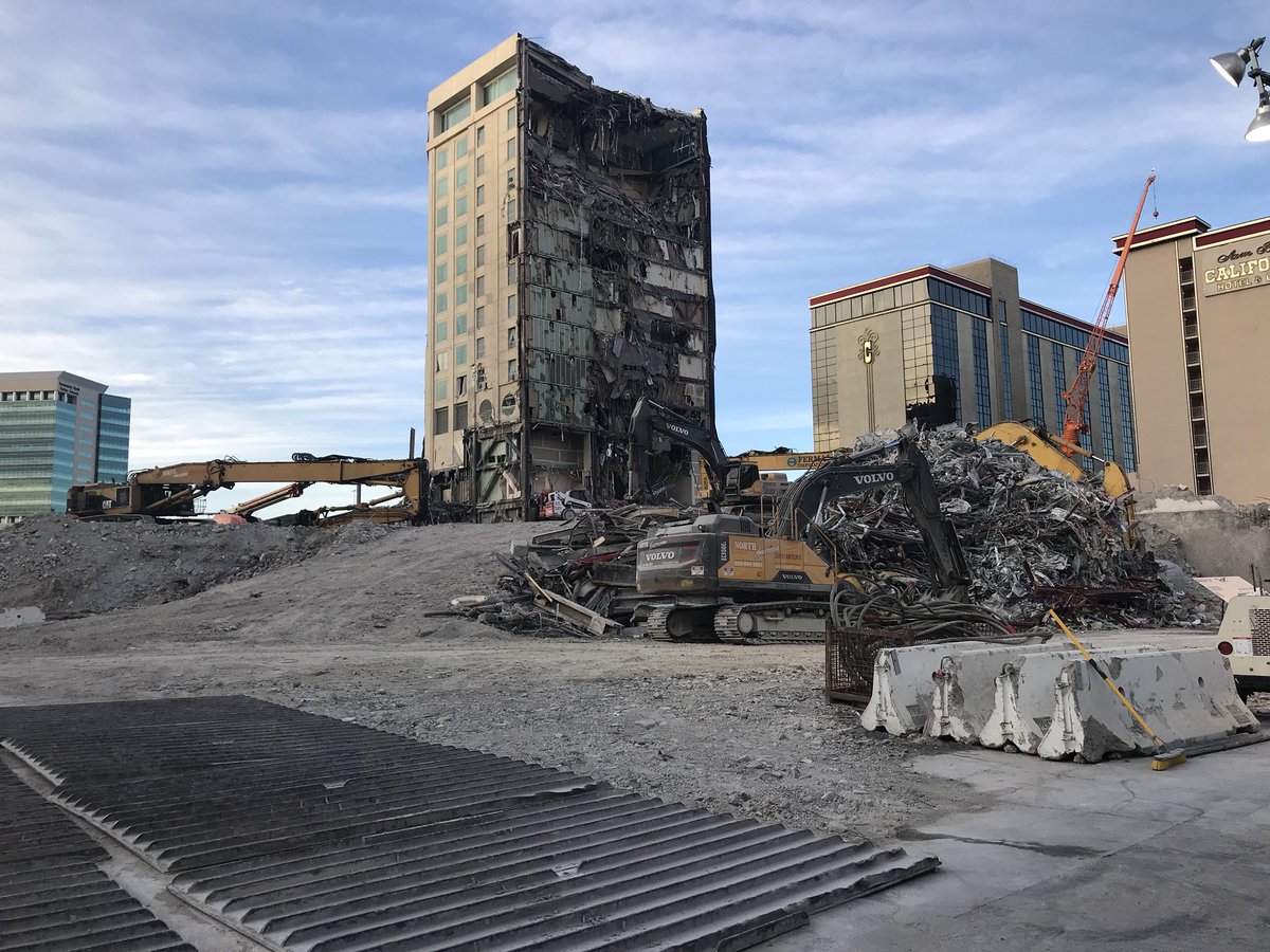 LasVegasJunkie's tweet photo. Some more Las Vegas Club demolition photos, 90% done. Awesome wide open view now #LVJ https://t.co/H7J1LK7aeK