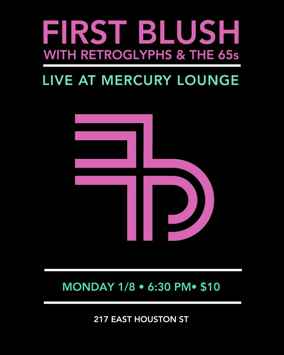 FirstBlushBand's tweet image. Get ready for a synthgasmic evening tonight as we join @RETROGLYPHS &amp;amp; @the65s at @MercuryLoungeNY! Doors open at 6:30!