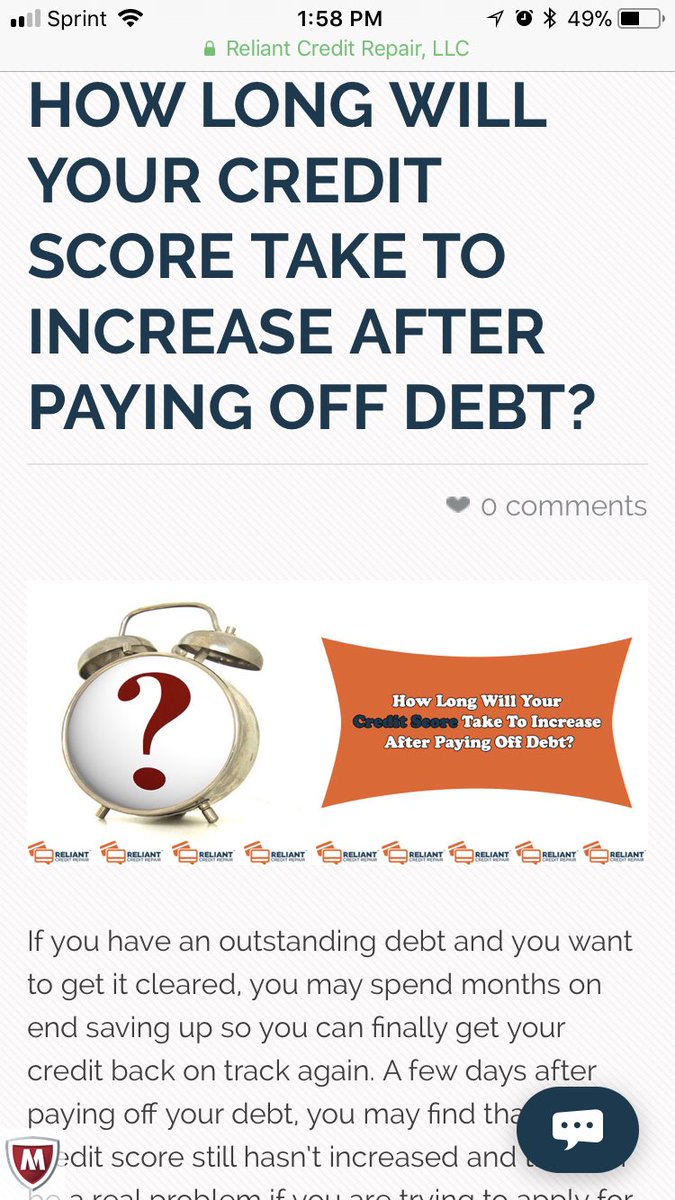ReliantCredit's tweet photo. Want to know how long it will take to increase your scores after paying your debt? Find out more here?? https://t.co/0xBShniW3h
#reliantcreditrepair https://t.co/lOCDuxAghQ