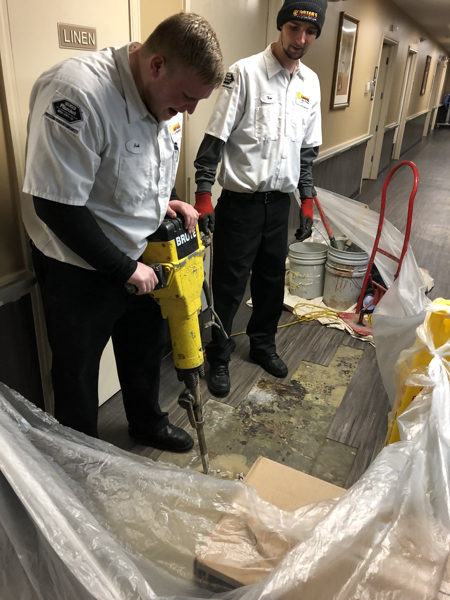 proplumberjc's tweet photo. Busting up the floor at a local retirement center for a slab leak.  Keeping neat &amp; clean for the residents!  #cleanplumber https://t.co/M1gkJzEUZ7
