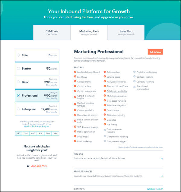 hubspot pricing page hubspot pricing page