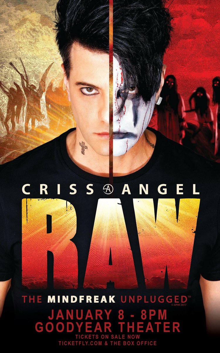 Goodyear Theater (@goodyeartheater) on Twitter photo THE SHOW IS ON FOR TONIGHT!
NOTHING stops <a href="/CrissAngel/">Criss Angel</a> - See you at The Goodyear Theater for an 8:00 p.m. start. Doors open at 7:00 p.m.
Great seats still available: ticketfly.com/purchase/event⦠THE SHOW IS ON FOR TONIGHT!
NOTHING stops <a href="/CrissAngel/">Criss Angel</a> - See you at The Goodyear Theater for an 8:00 p.m. start. Doors open at 7:00 p.m.
Great seats still available: ticketfly.com/purchase/eventā¦