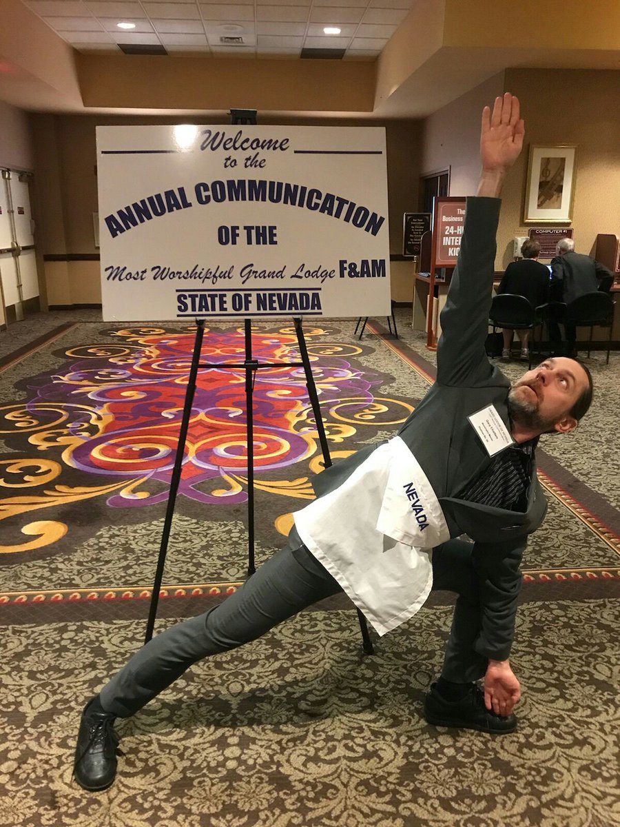 sunyogahawaii's tweet photo. ADevotedYogi "RT ADevotedYogi: At the 153rd Annual Communication for the Grand of Free Accepted #Masons of #Nevada⠀
⠀
#adevotedyogi #vegasyogi #modernmasonry #yogaeverywhere #vegasvalley #yogi #vegasstrong #yoga #orleans #vegas #freemasonry #silverst… https://t.co/o8i7UAfUKt"