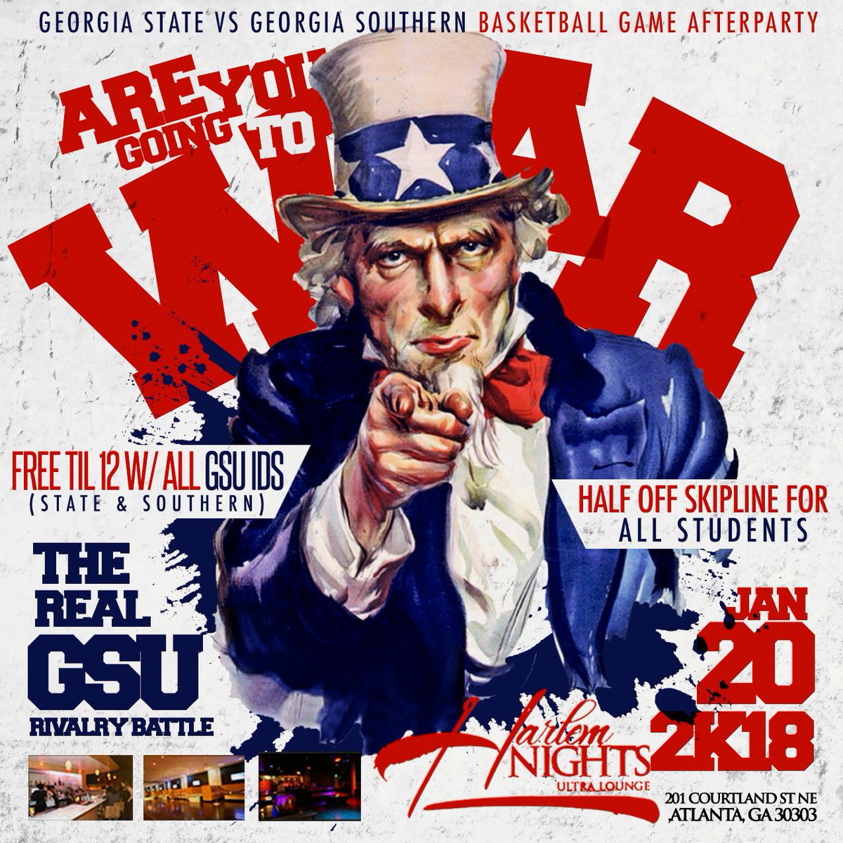 kvshtalkchiz's tweet photo. #WAR 🚨

Georgia State Vs Georgia Southern 🔥
Official Basketball 🏀 
Game After Party❗️

ALL GSU STUDENTS (State And Southern) ARE FREE 💯

*PARTY LOCATED ON GEORGIA STATE CAMPUS📍*

#southernnotstate
https://t.co/0RTKn9lumO