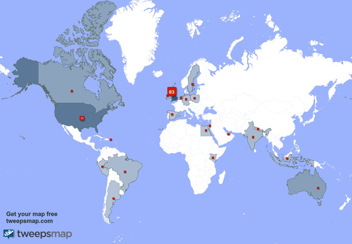 I have 4 new followers from UK., and more last week. See tweepsmap.com/!radio_veteran