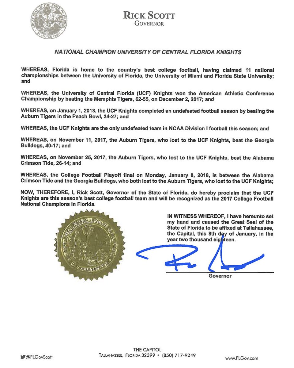 UCF_Football's tweet image. Thank you, @FLGovScott ⚔️

#ChargeOn