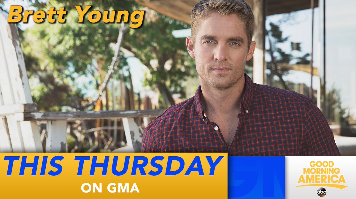 GMA's tweet photo. THIS THURSDAY: Country star @BrettYoungMusic performs LIVE in Times Square! https://t.co/DonKLgFDF2