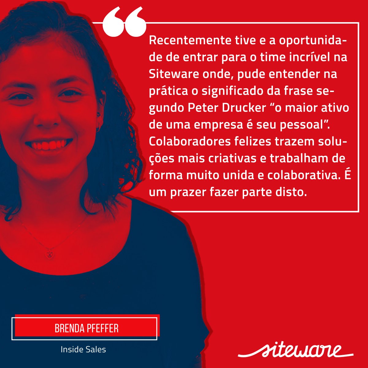 sofiadasiteware's tweet photo. Nosso time é incrível! Confira o que a Brenda, Inside Sales aqui da Siteware, falou sobre sua experiência trabalhando com a gente. #façaacontecer #GoSiteware https://t.co/G0MqzZyXUq