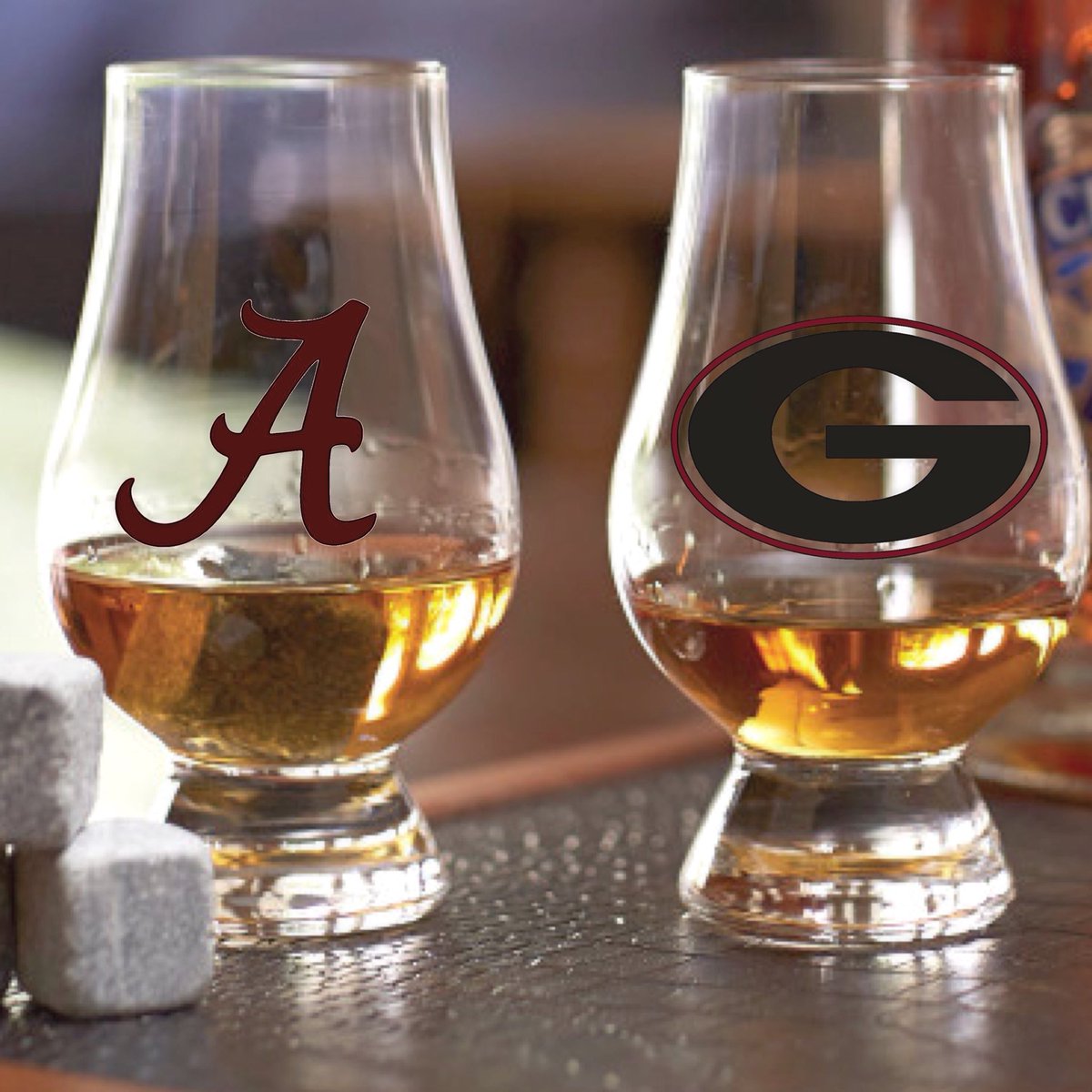 BarrelReport's tweet image. What glass you drinking out of tonight?  Bourbon country is SEC country.  #sec #bourbon #whiskey #Alabama #Georgia #UGAvsBAMA