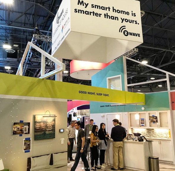 ZWave_Alliance's tweet image. Setup is underway for #CES2018 and the #ZWave Pavilion &amp;amp; Experience Home are looking great! Visit us tomorrow (Sands 41717)