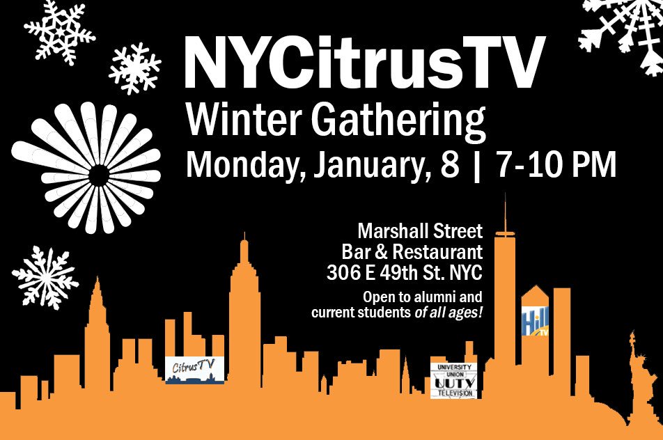 #TONIGHT Join us for our second #NYCitrusTV event at Marshall Street Bar and Restaurant in Manhattan from 7-10p. Alumni and current members of all ages are invited for a night of networking and mingling! More information here: facebook.com/events/1540820…