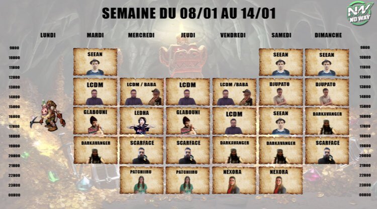 TeamNoWay's tweet photo. Reprise des streams avec un planning tout frais et deux nouveaux visages pour nous tenir compagnie cette semaine : @scarfaceHS et Baba ! Soyez présents dès demain à 9h avec @MVW_Seean ! #Hearthstone #NoWay #stream https://t.co/9jyVrCowJv