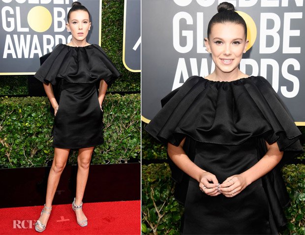BuildByJanel's tweet photo. Last night's awards show was a sea of black in a show of solidarity. My favorite look was @milliebbrown in @CalvinKlein. Here’s to the future generation- free of gender inequality, free to express themselves, &amp; with a wide road ahead of them to succeed! 
#thefuture #formydaughter https://t.co/pdEIC9t3ss