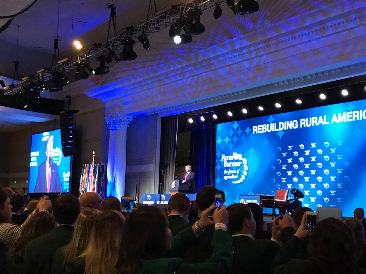 ceboudreau's tweet image. .@realDonaldTrump takes to stage at #AFBF18 to the song “Proud to be an American.” 

Says he plans to come back to the convention again next year.