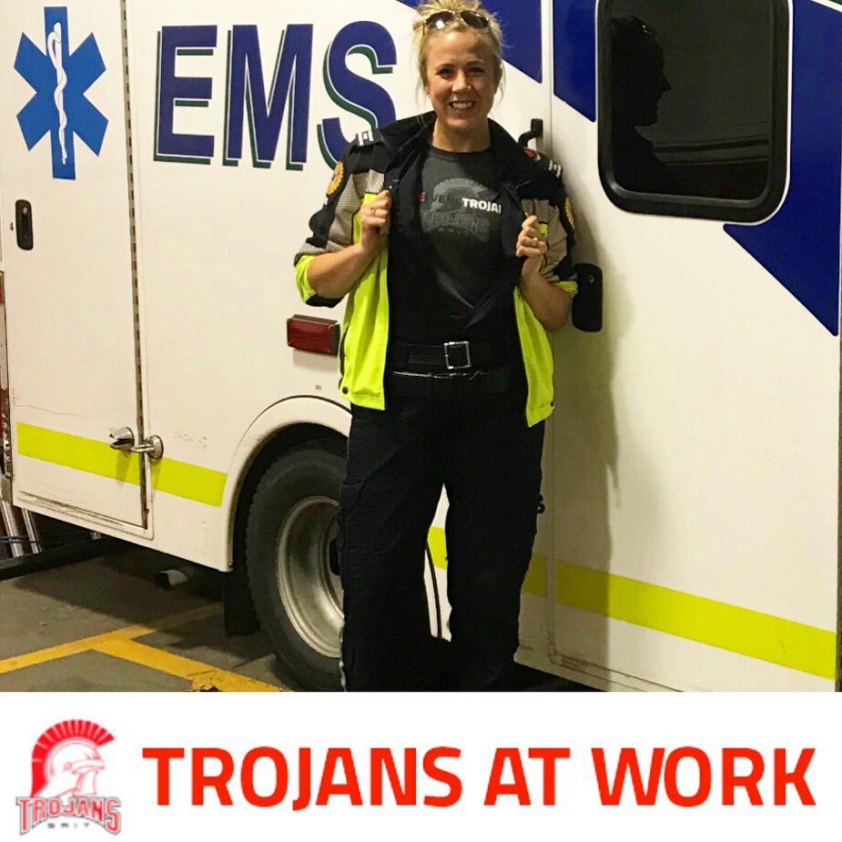 SAIT_Trojans's tweet photo. Trojans At Work: Hello to Trojans women's basketball alumna Kaitie Beard (2011-2012, 2012-2013, 2013-2014). Kaitie works for Alberta Health Services, Emergency Services as a Primary Care Paramedic. #TrojansAtWork #WhereAreTheyNow #WeWereTrojans #SAIT @saitalumni https://t.co/btTSenO7NF