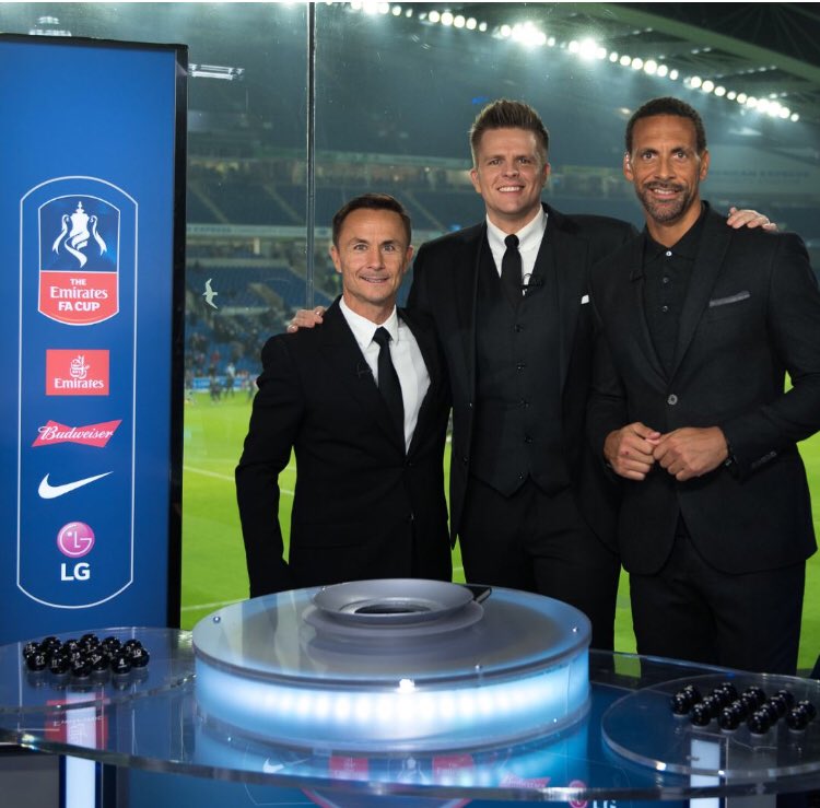 denniswise's tweet photo. Enjoyed doing the FA cup draw with Jake &amp; Rio @YTFC v Man U @NewportCounty v Spurs hope your happy 👍 https://t.co/6UfjD2YWSD