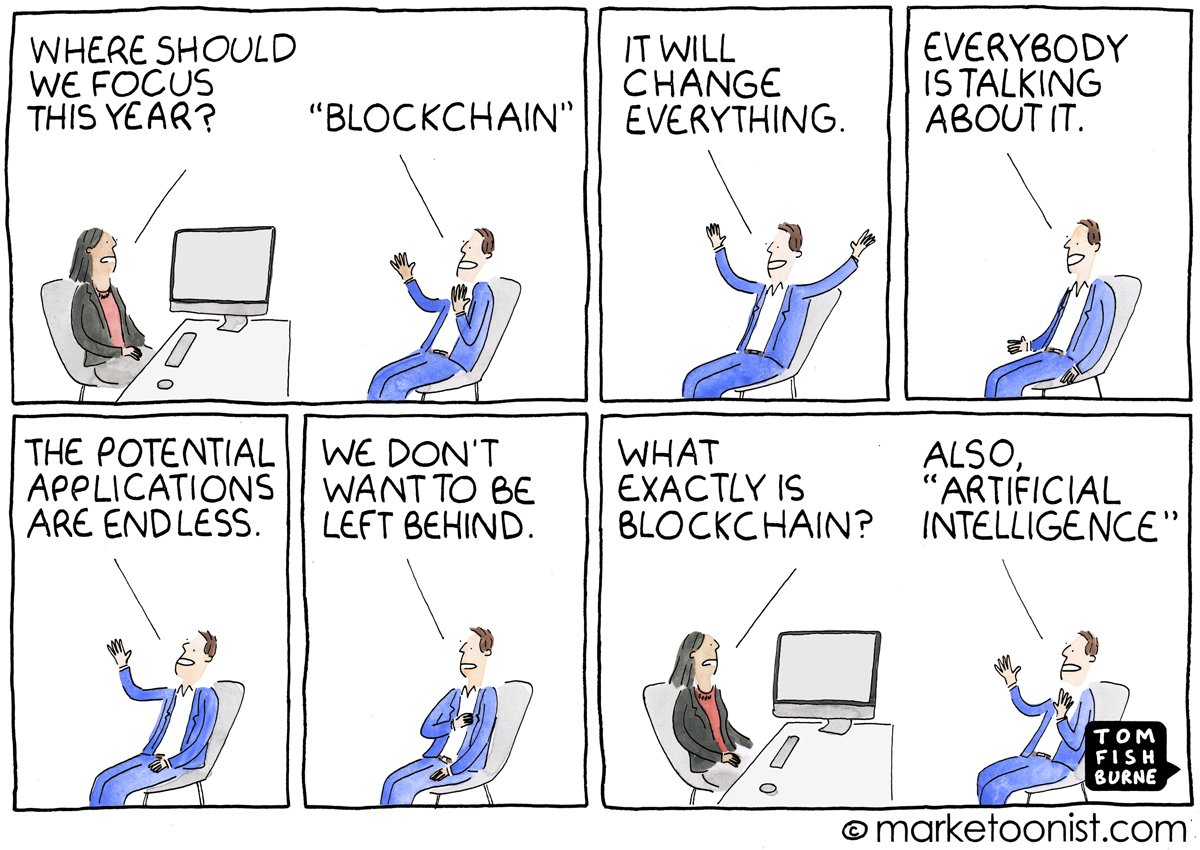 JoeManzanares's tweet photo. The Blockchain Bandwagon

“Just the beginning” is right. Blockchain is suddenly on the radar of business and #marketers are being asked, “what’s your #blockchain strategy?” Blockchain is the shiny new thing of 2018.

#bitcoin
https://t.co/KvnrBOesy1 https://t.co/b6JxbXnTtl