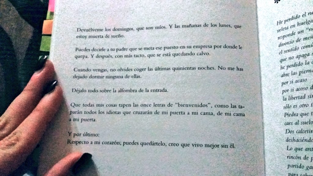 'Cuando vengas, no olvides coger las últimas quinientas noches.
No me has dejado dormir ninguna de ellas.

Respecto a mi corazón, puedes quedártelo, creo que vivo mejor sin él'.
<a href="/ireneequis/">Maggie Stonem</a>