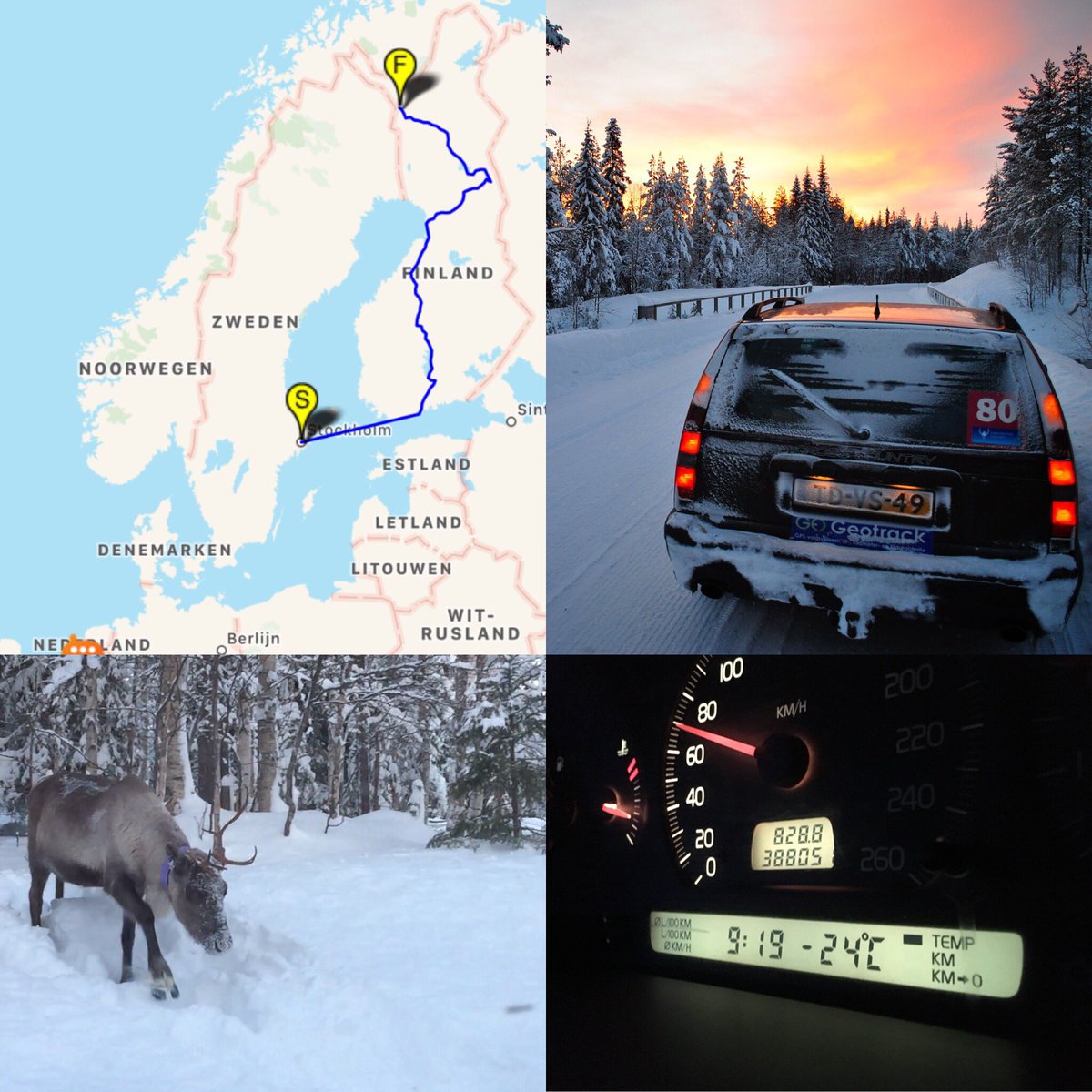 ActioAdvocaten's tweet photo. Vandaag route 3 van de @ScanCoveryTrial Zigzaggend door Finland, 760 km. Aardig koud, rendieren op de weg, en prachtig zonlicht. De #Volvo #V70XC houdt zich uitstekend #scanct #team80 https://t.co/jpnhG0pSgz