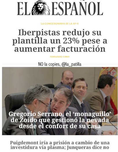 gsemprunmdg's tweet photo. EL ESPAÑOL 09E : Los oligopolios y sus lacayos hacen a su antojo..
#Portada
#Portadas
#EnPortada
#FelizMartes
#EnLaFrontera
#MVTNieve https://t.co/DLC6Eni59c